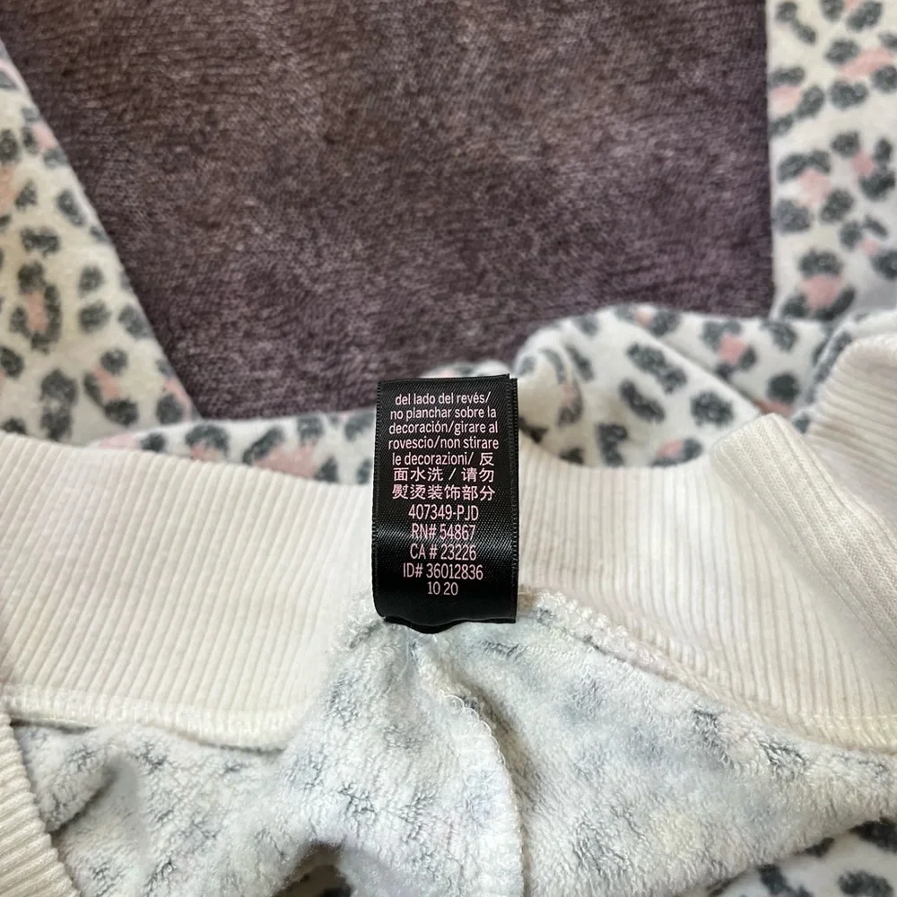 Victoria's Secret Cream Cheetah Joggers with Pink Gray Spots